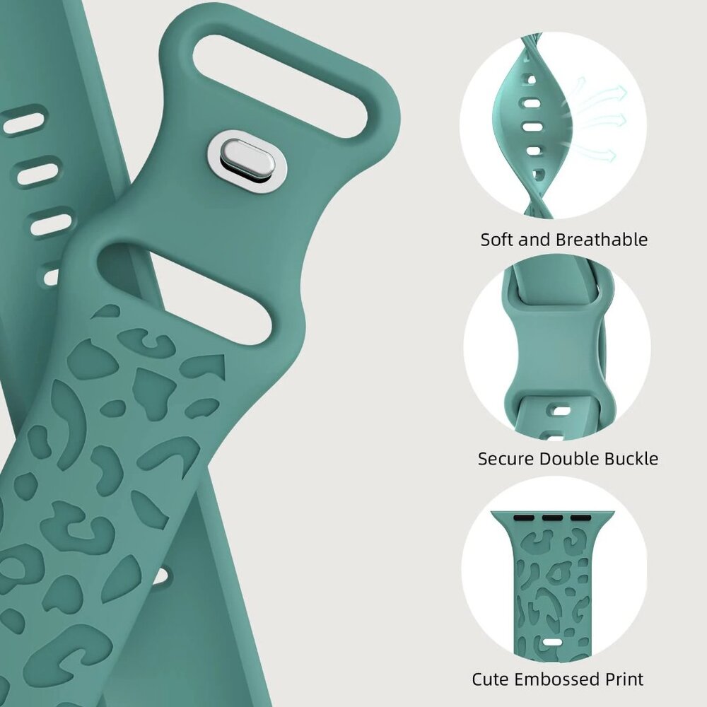 NEW [BAND] Leopard Sport Silicone For Apple Watch - B - Picture 4 of 4